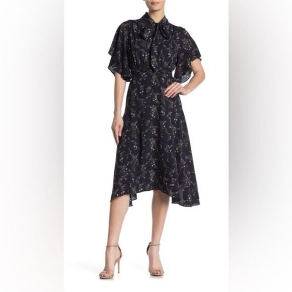 MaxStudio Tie Neck Flutter-Sleeve Dress - Picture 1 of 7